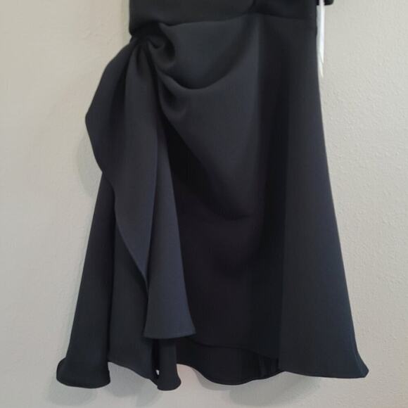 Maticevski Off Shoulder Evening Black Mini Dress, Size 4, Open Back, Draping - Picture 7 of 13